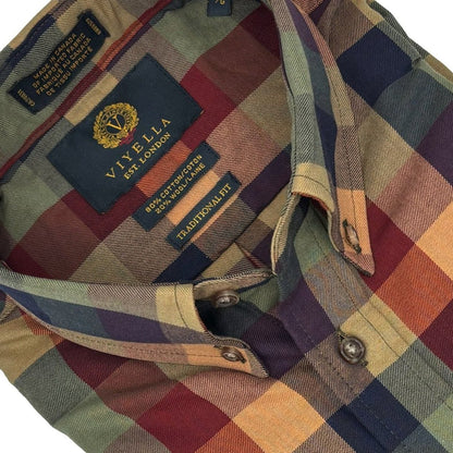 Viyella Dark Multi-Color Long Sleeve Men's Button-Down – Stylish & Versatile