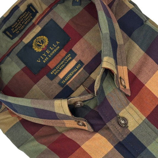 Viyella Dark Multi-Color Long Sleeve Men's Button-Down – Stylish & Versatile