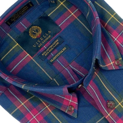 Viyella Captains Navy Plaid Button Down Shirts - Crafted in Canada