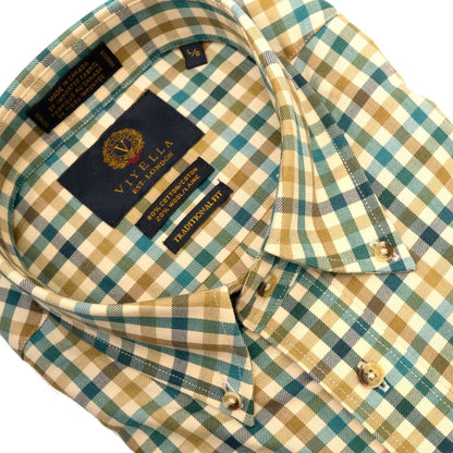 Viyella Sage Check Button Down Long Sleeve Shirts Canadian Made