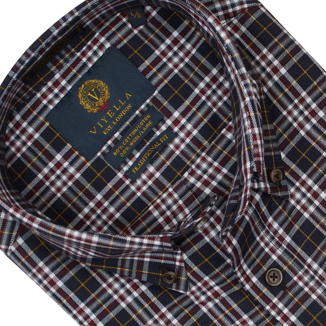 Viyella Black/Burgundy/Gold Men's Long Sleeve Button Down Shirts