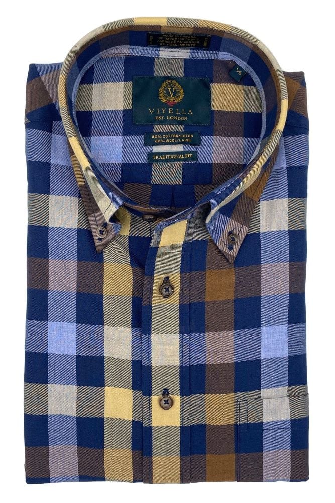 Viyella Upgrade Your Wardrobe: Viyella Navy Multi Colored Check Long Sleeve Shirt
