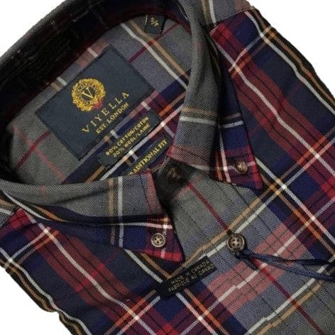 Viyella Classic Style with Red Plaid Button Down Shirts - Made In Canada