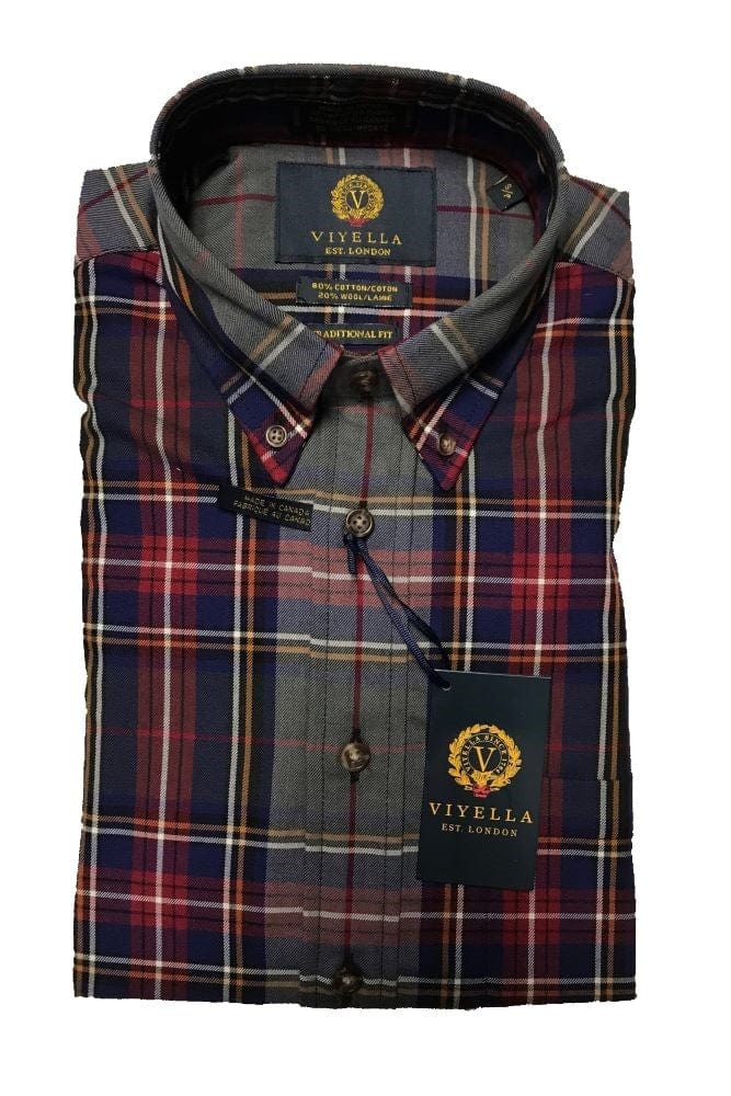 Viyella Classic Style with Red Plaid Button Down Shirts - Made In Canada