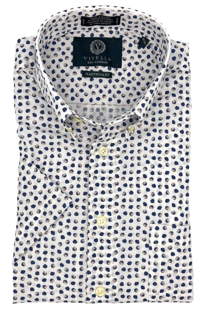 Viyella Men's Button-Down Short-Sleeve - Blue Print