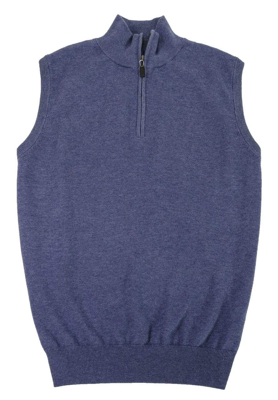 Viyella Mens Quarter Zip Mock Neck Light Weight Cotton Sweater Vests Available in 7-Colors