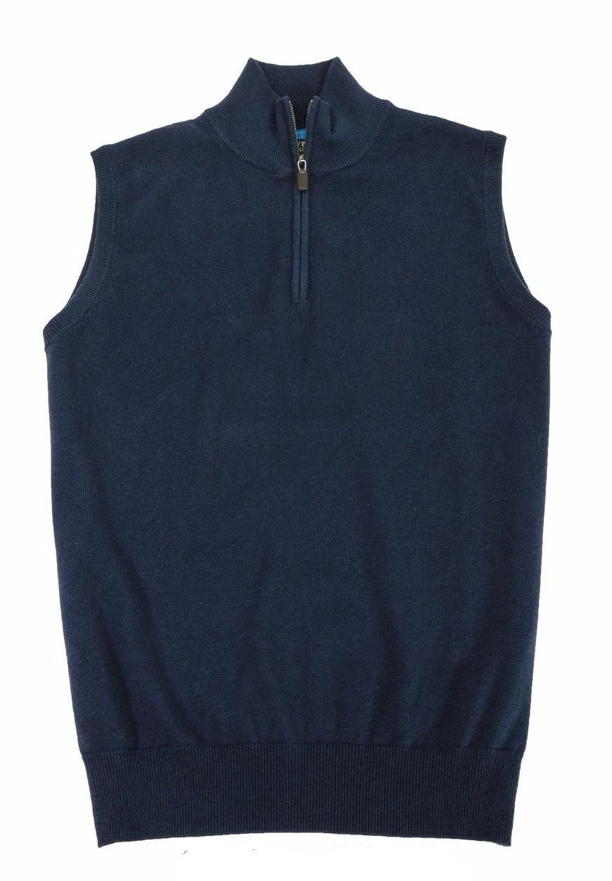 Viyella Mens Quarter Zip Mock Neck Light Weight Cotton Sweater Vests Available in 7-Colors