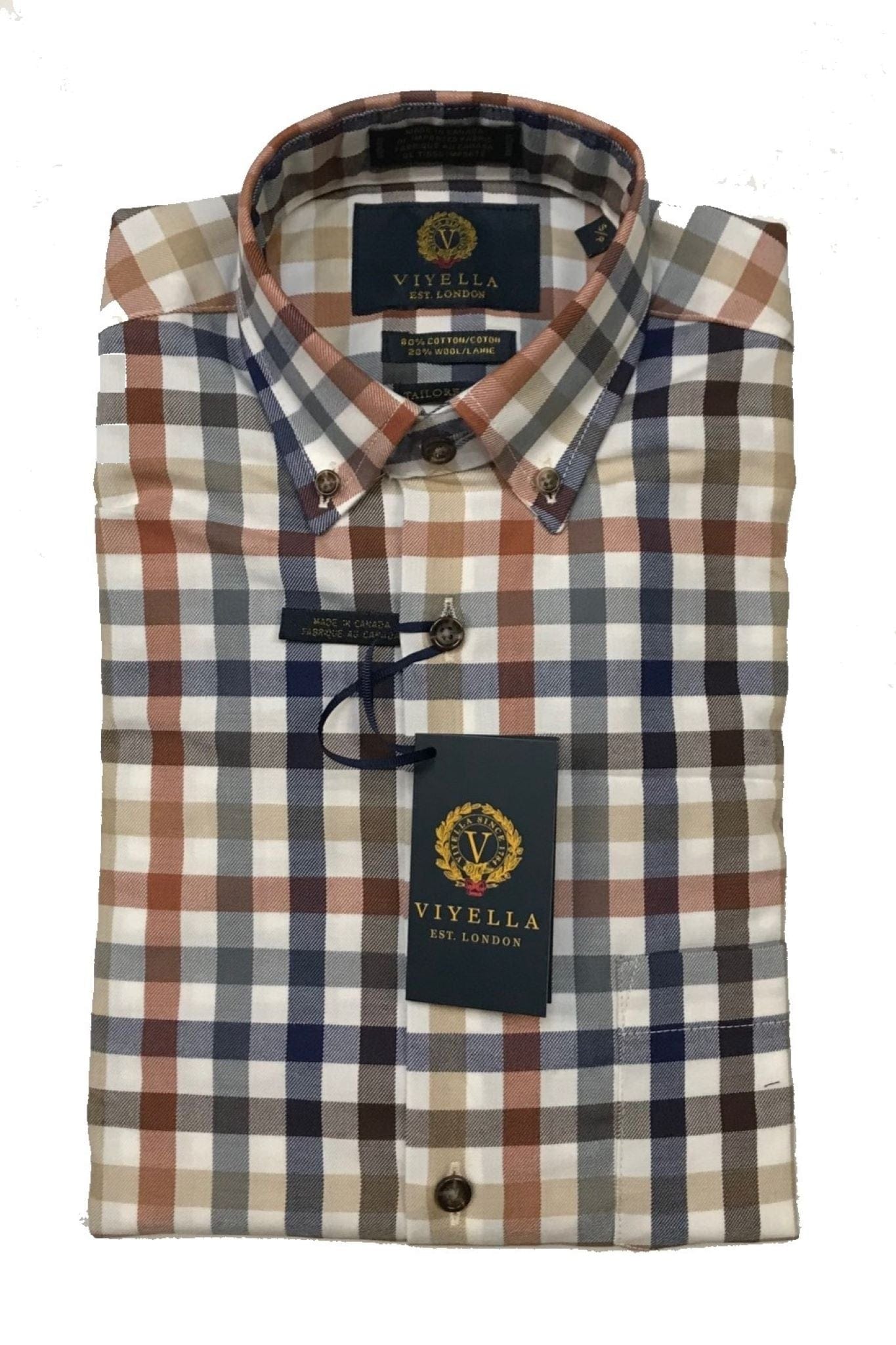 Viyella Natural Gingham Cotton & Wool Long Sleeve Shirts for Men