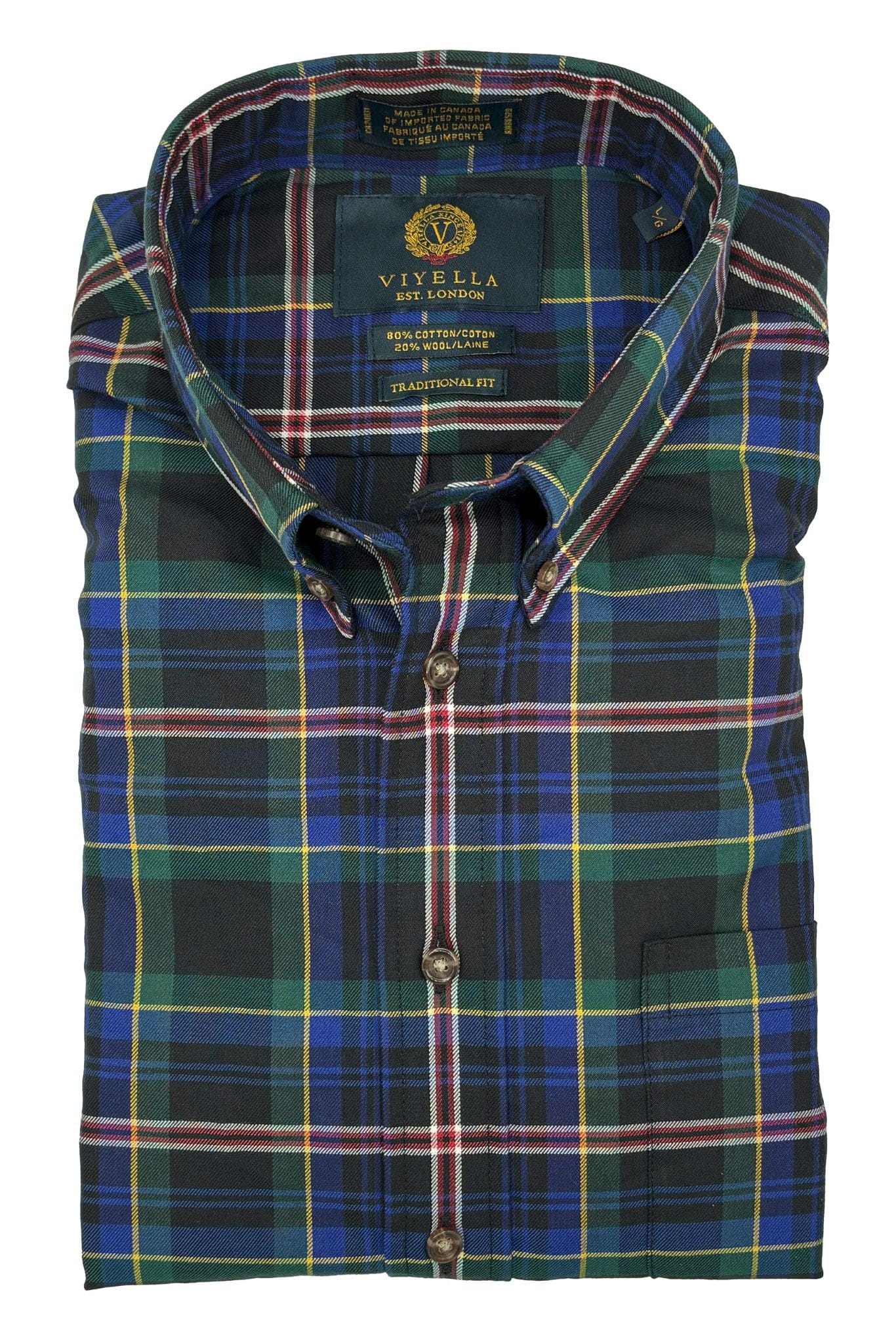 Viyella 80% Cotton & 20% Wool Navy Plaid Long Sleeve Shirt – Warm & Soft