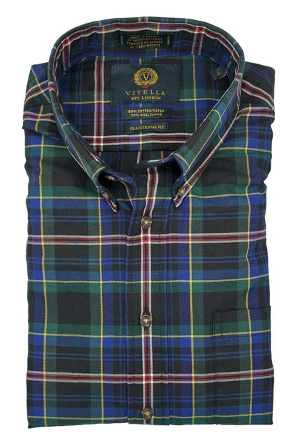 Viyella 80% Cotton & 20% Wool Navy Plaid Long Sleeve Shirt – Warm & Soft