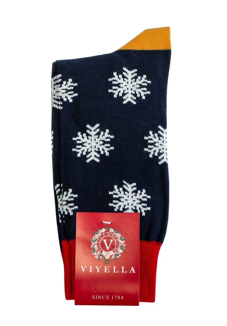 Viyella Navy Viyella Snow Flake Socks
