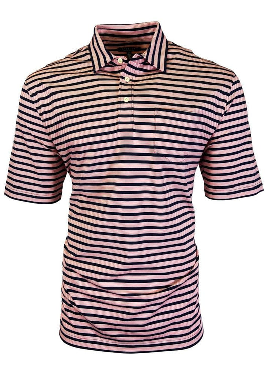 Viyella Coral Navy Stripe Polo Shirts for Men