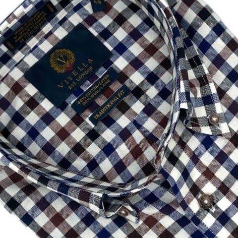 Viyella Gingham Button Down Collar Long Sleeve - Made in Canada