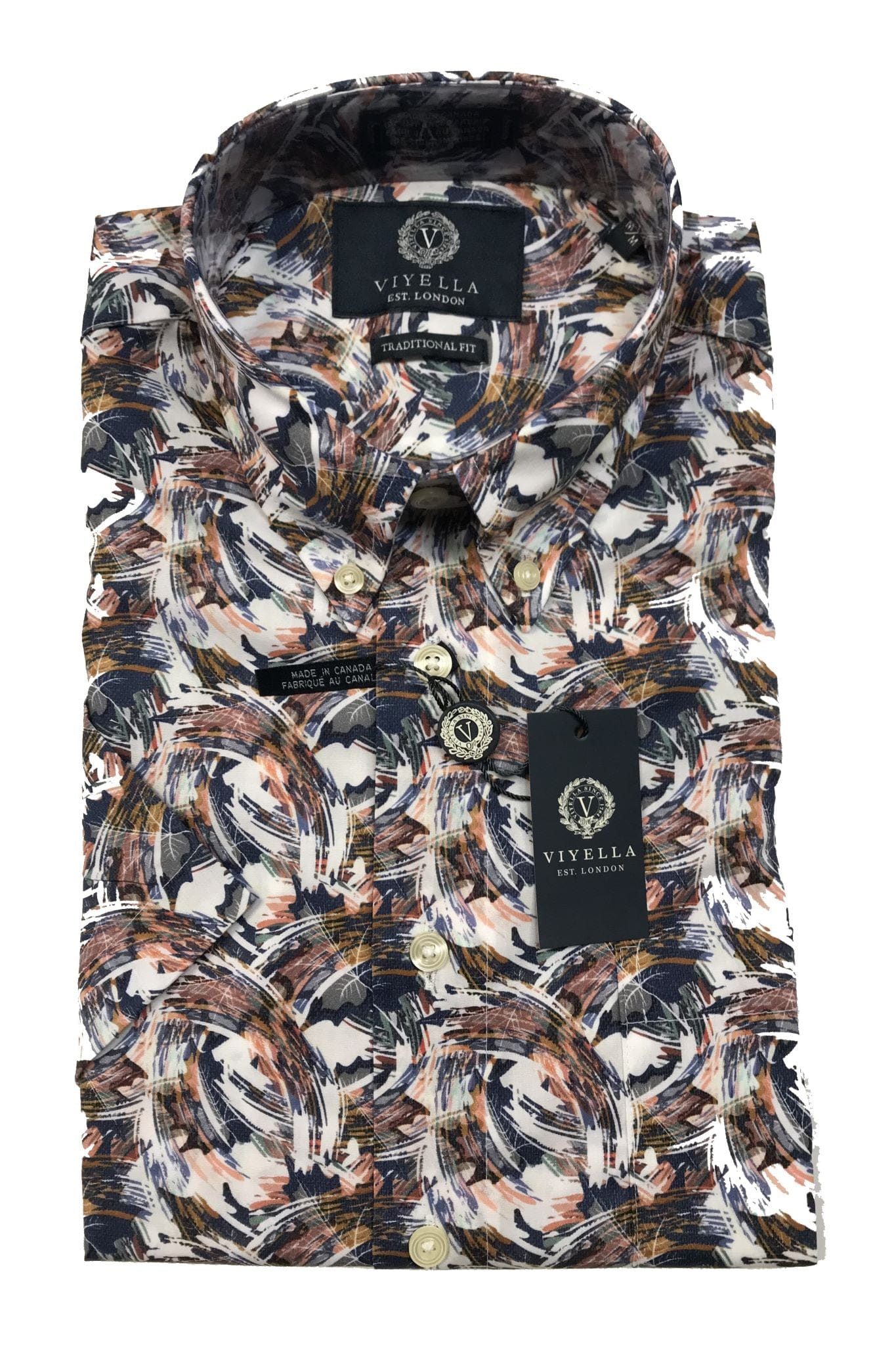 Viyella Short Sleeve Shirts - Multi Color Modern Print