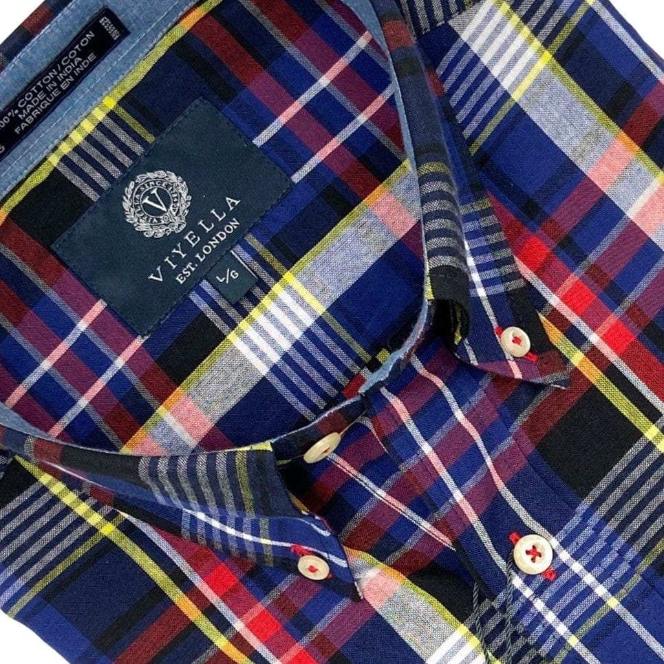 Stand Out with Red Blue Plaid Madras Shirt for Men Authentic Fabric