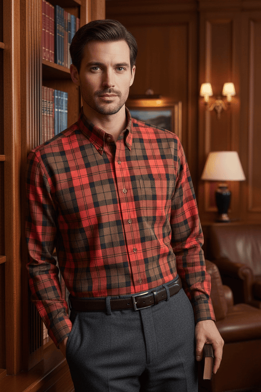 Viyella Paprika Plaid Long Sleeve Button Down – Bold & Stylish