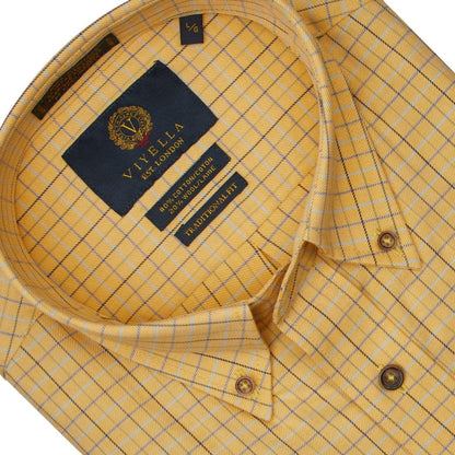 Viyella Stylish Yellow Check Long Sleeve Button Down Shirts