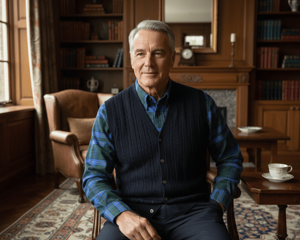 Viyella Stay Stylish and Cozy with our Extra Fine Merino Wool Cable Knit Button Sweater Vest - Available in 11 Stunning Colors