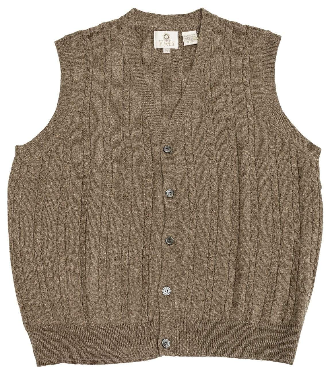 Viyella Stay Stylish and Cozy with our Extra Fine Merino Wool Cable Knit 5 Button Sweater Vest - Available in 11 Stunning Colors