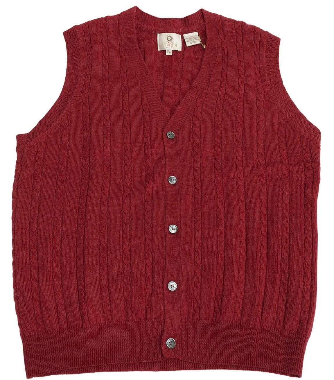 Viyella Stay Stylish and Cozy with our Extra Fine Merino Wool Cable Knit 5 Button Sweater Vest - Available in 11 Stunning Colors