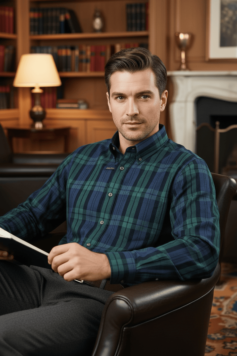 Viyella Experience Unmatched Comfort in our Blackwatch Plaid Shirt - Made In Canada