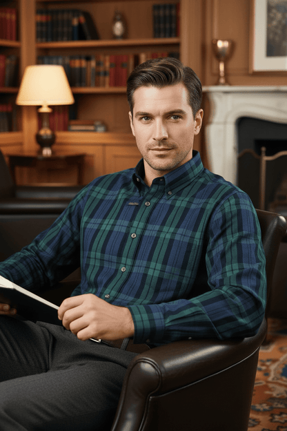Viyella Experience Unmatched Comfort in our Blackwatch Plaid Shirt - Made In Canada