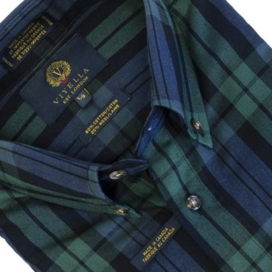 Viyella Experience Unmatched Comfort in our Blackwatch Plaid Shirt - Made In Canada