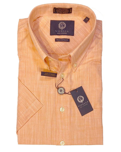 Viyella 100% Cotton Short Sleeve Button Down Sport Shirt Available in Blue & Orange Made In Canada
