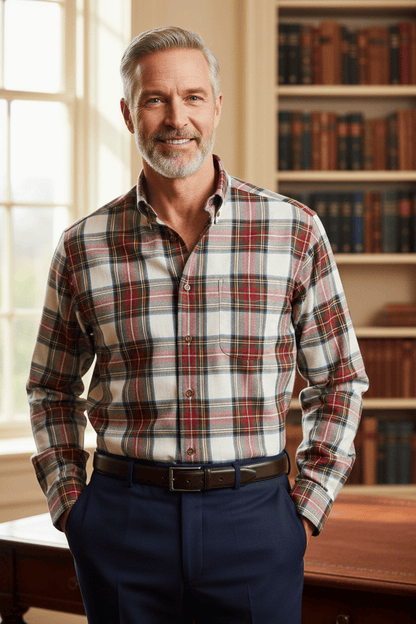 Viyella Shop Our Dress Stewart Plaid Shirt: Long Sleeve, Button-Down Collar, Made in Canada