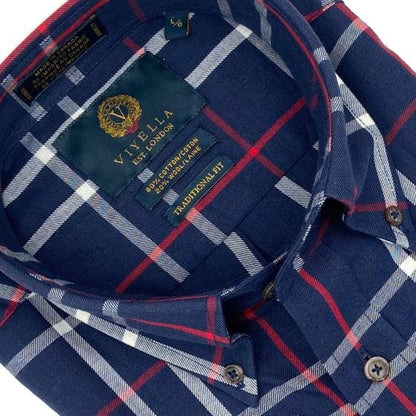Viyella Stay Fashionable in our Navy Plaid Long Sleeve Shirts Made In Canada