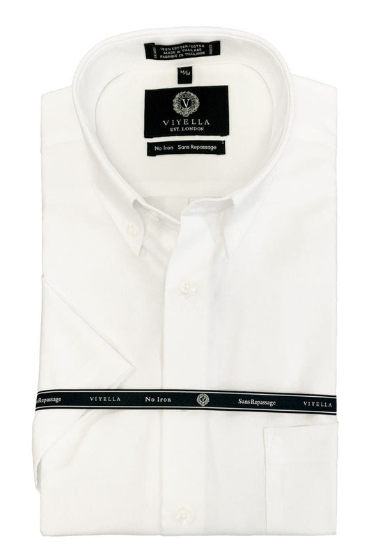 Viyella Non-Iron Short Sleeve Shirts in  White or Blue